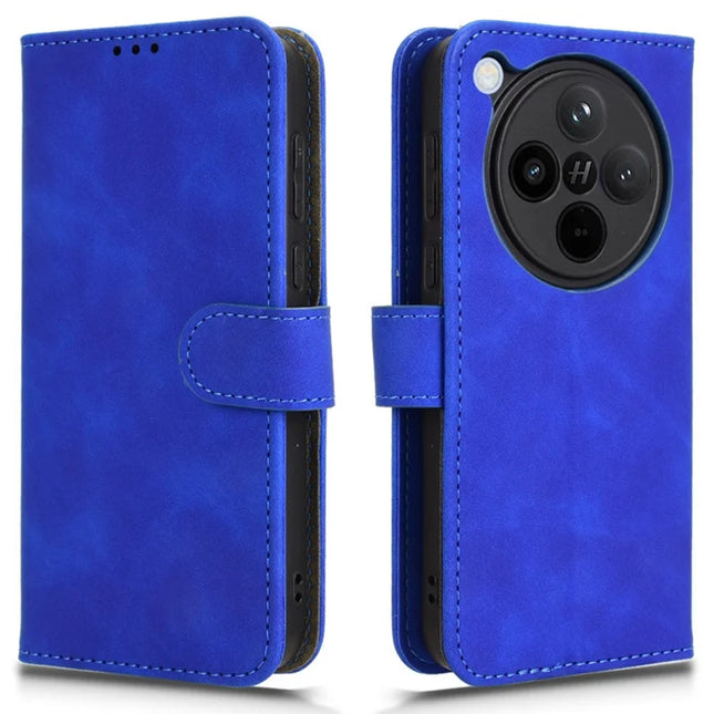 For Oppo Find X8 5G Leather Case Skin-Feel Anti-Drop Wallet Flip Phone Cover - Blue