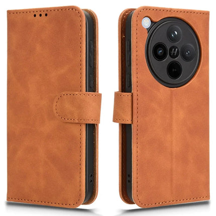 For Oppo Find X8 5G Leather Case Skin-Feel Anti-Drop Wallet Flip Phone Cover - Brown