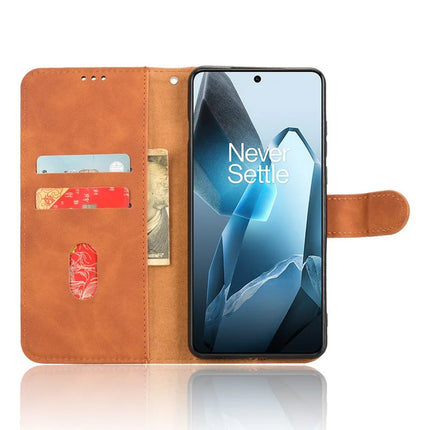 For OnePlus 13 Leather Case Skin-Feel Anti-Drop Wallet Flip Phone Cover