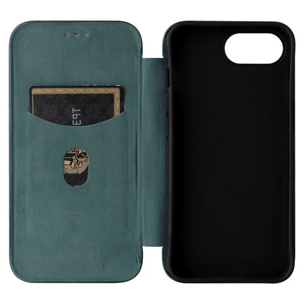 For iPhone 16e Case Carbon Fiber Texture Drop-Proof PU Leather Phone Cover