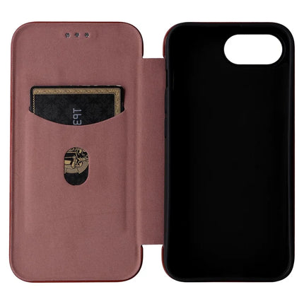 For iPhone 16e Case Carbon Fiber Texture Drop-Proof PU Leather Phone Cover