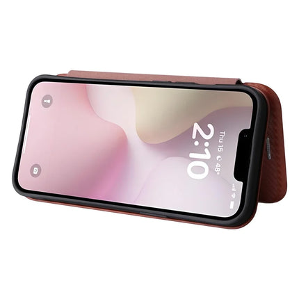 For iPhone 16e Case Carbon Fiber Texture Drop-Proof PU Leather Phone Cover