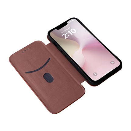 For iPhone 16e Case Carbon Fiber Texture Drop-Proof PU Leather Phone Cover