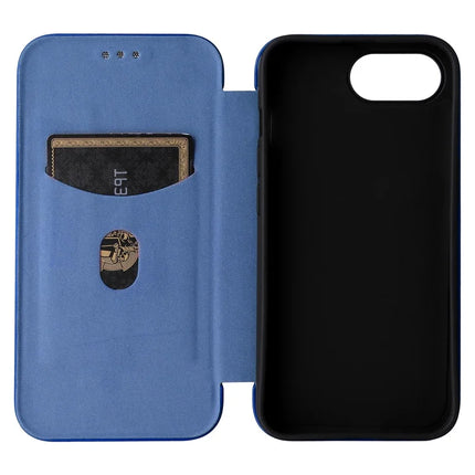 For iPhone 16e Case Carbon Fiber Texture Drop-Proof PU Leather Phone Cover