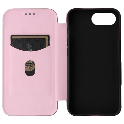 For iPhone 16e Case Carbon Fiber Texture Drop-Proof PU Leather Phone Cover