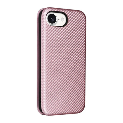 For iPhone 16e Case Carbon Fiber Texture Drop-Proof PU Leather Phone Cover