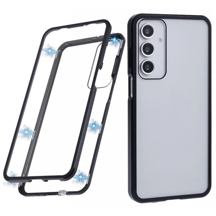 For Samsung Galaxy A16 4G / 5G Case Double-Sided Tempered Glass Magnetic Clear Phone Cover - Black