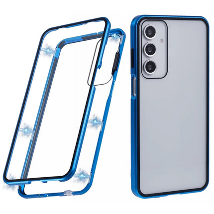 For Samsung Galaxy A16 4G / 5G Case Double-Sided Tempered Glass Magnetic Clear Phone Cover - Blue