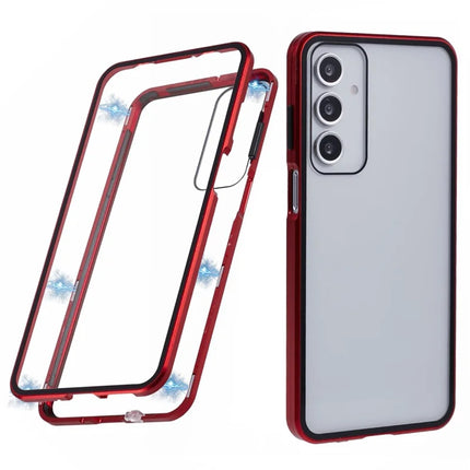 For Samsung Galaxy A16 4G / 5G Case Double-Sided Tempered Glass Magnetic Clear Phone Cover - Red