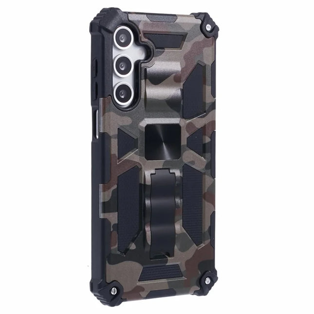 For Samsung Galaxy A16 4G / 5G Case Kickstand PC+TPU Camouflage Military Grade Phone Cover - Army Green