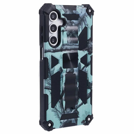 For Samsung Galaxy A16 4G / 5G Case Kickstand PC+TPU Camouflage Military Grade Phone Cover - Light Green