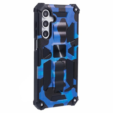 For Samsung Galaxy A16 4G / 5G Case Kickstand PC+TPU Camouflage Military Grade Phone Cover - Blue