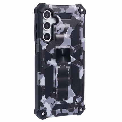 For Samsung Galaxy A16 4G / 5G Case Kickstand PC+TPU Camouflage Military Grade Phone Cover - Black