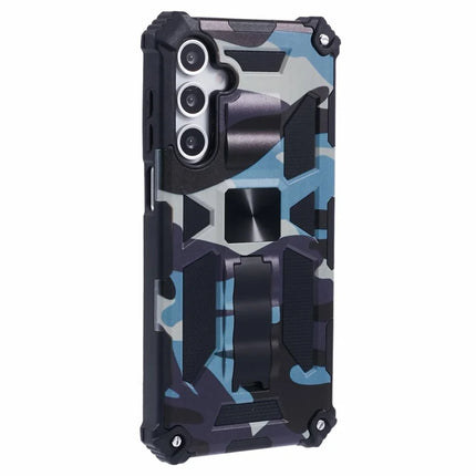 For Samsung Galaxy A16 4G / 5G Case Kickstand PC+TPU Camouflage Military Grade Phone Cover - Navy Blue