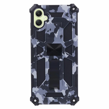 For Samsung Galaxy A06 Case Kickstand PC+TPU Camouflage Military Grade Phone Cover - Black