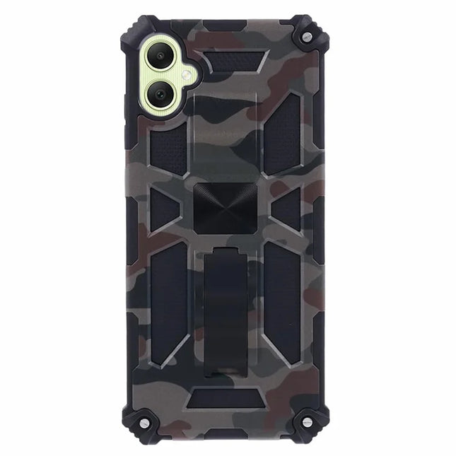 For Samsung Galaxy A06 Case Kickstand PC+TPU Camouflage Military Grade Phone Cover - Army Green