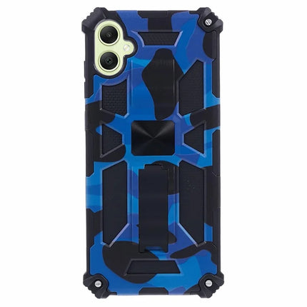 For Samsung Galaxy A06 Case Kickstand PC+TPU Camouflage Military Grade Phone Cover - Blue