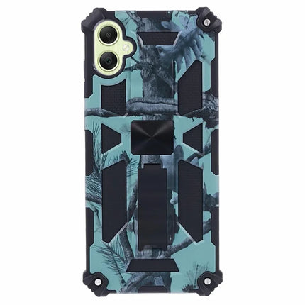 For Samsung Galaxy A06 Case Kickstand PC+TPU Camouflage Military Grade Phone Cover - Light Green
