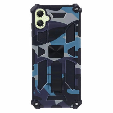 For Samsung Galaxy A06 Case Kickstand PC+TPU Camouflage Military Grade Phone Cover - Navy Blue