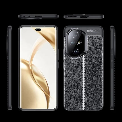 For Honor 300 Case Litchi Texture TPU Flexible Phone Cover, Black