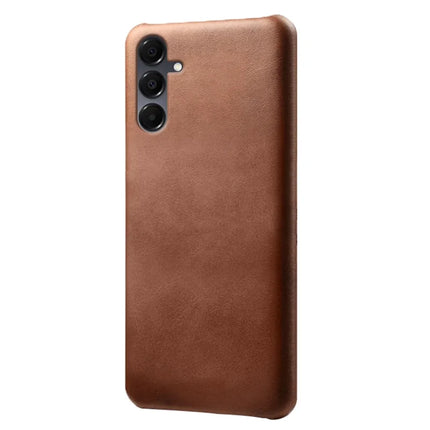 For Samsung Galaxy A16 4G / 5G Case Calf Texture PU Leather Hard PC Protective Phone Cover - Brown