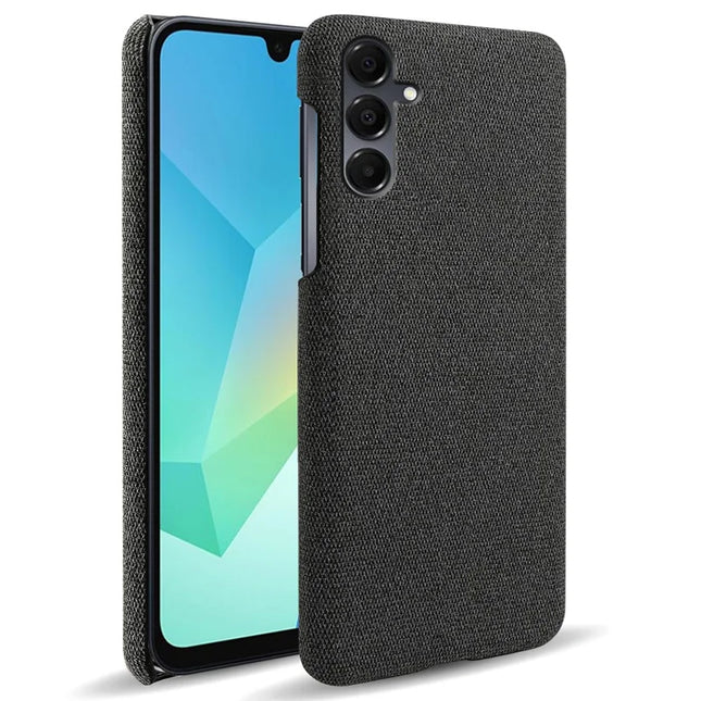 For Samsung Galaxy A16 4G / 5G Phone Case Cloth Texture Anti-Scratch Protective PC Back Cover - Black
