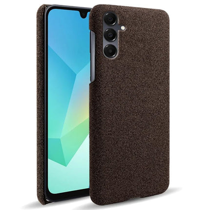 For Samsung Galaxy A16 4G / 5G Phone Case Cloth Texture Anti-Scratch Protective PC Back Cover - Brown