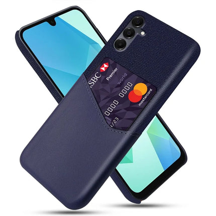 For Samsung Galaxy A16 4G / 5G Case PU Leather Cloth Texture Hard PC Phone Cover with Card Holder - Blue