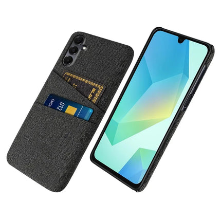 For Samsung Galaxy A16 4G / 5G Case Cloth + Hard PC Phone Cover with Dual Card Slots -  Black