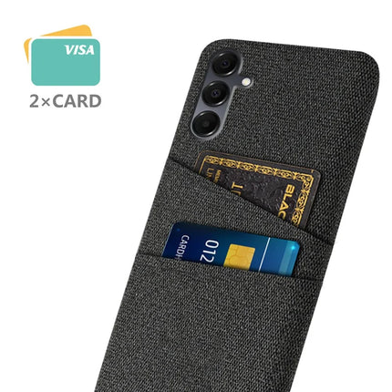 For Samsung Galaxy A16 4G / 5G Case Cloth + Hard PC Phone Cover with Dual Card Slots -  Black