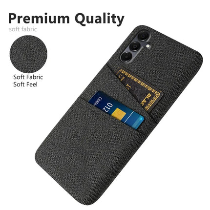 For Samsung Galaxy A16 4G / 5G Case Cloth + Hard PC Phone Cover with Dual Card Slots -  Black