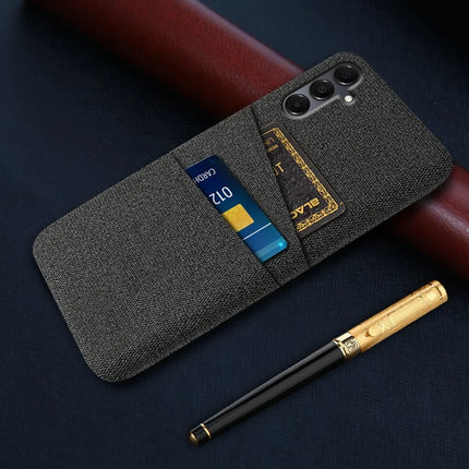 For Samsung Galaxy A16 4G / 5G Case Cloth + Hard PC Phone Cover with Dual Card Slots -  Black