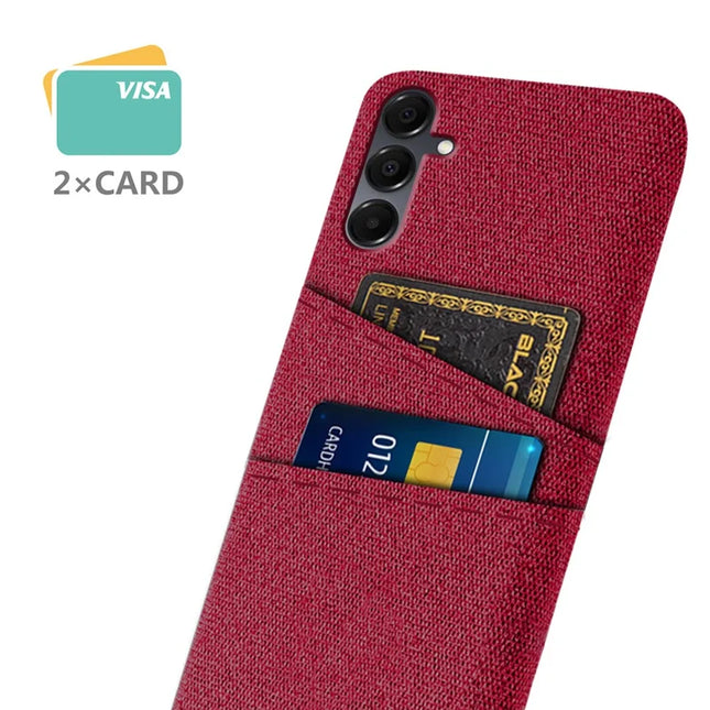 For Samsung Galaxy A16 4G / 5G Case Cloth + Hard PC Phone Cover with Dual Card Slots -  Red