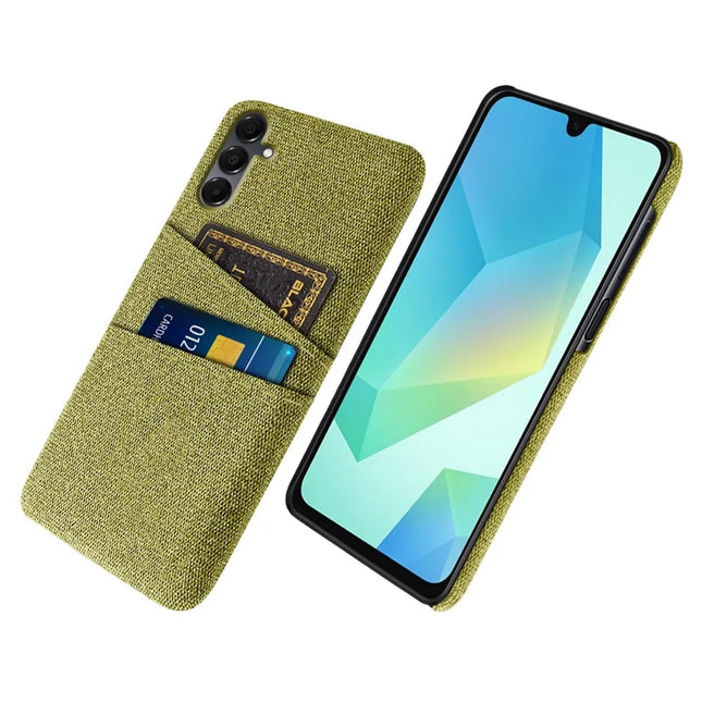For Samsung Galaxy A16 4G / 5G Case Cloth + Hard PC Phone Cover with Dual Card Slots -  Yellow