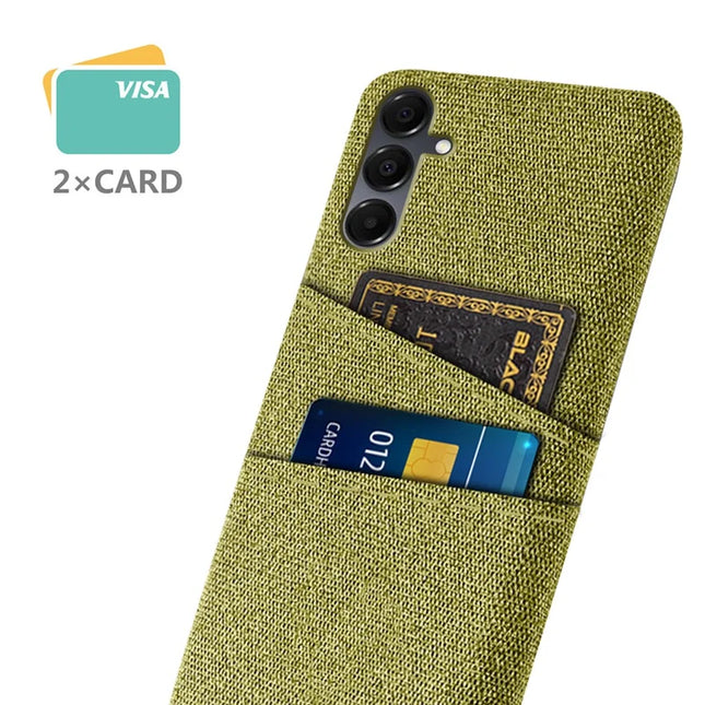 For Samsung Galaxy A16 4G / 5G Case Cloth + Hard PC Phone Cover with Dual Card Slots -  Yellow