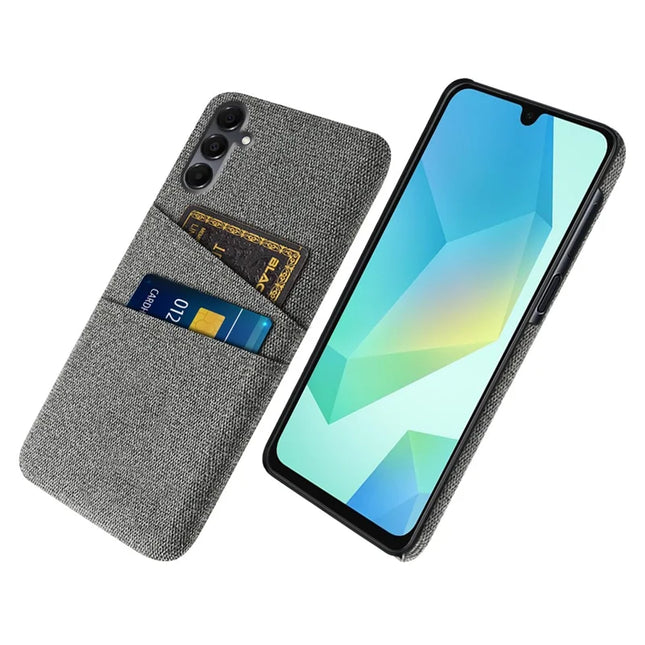 For Samsung Galaxy A16 4G / 5G Case Cloth + Hard PC Phone Cover with Dual Card Slots -  Grey