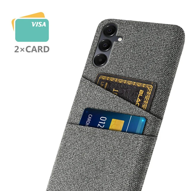 For Samsung Galaxy A16 4G / 5G Case Cloth + Hard PC Phone Cover with Dual Card Slots -  Grey