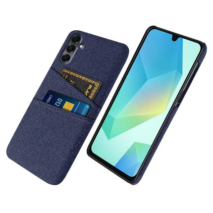 For Samsung Galaxy A16 4G / 5G Case Cloth + Hard PC Phone Cover with Dual Card Slots -  Blue