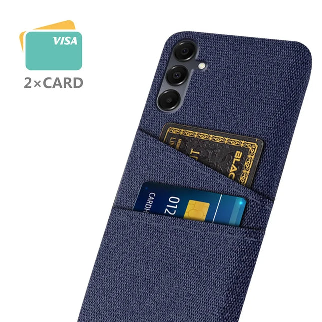 For Samsung Galaxy A16 4G / 5G Case Cloth + Hard PC Phone Cover with Dual Card Slots -  Blue