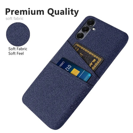 For Samsung Galaxy A16 4G / 5G Case Cloth + Hard PC Phone Cover with Dual Card Slots -  Blue