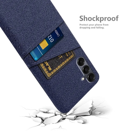 For Samsung Galaxy A16 4G / 5G Case Cloth + Hard PC Phone Cover with Dual Card Slots -  Blue