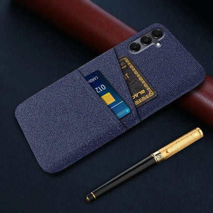 For Samsung Galaxy A16 4G / 5G Case Cloth + Hard PC Phone Cover with Dual Card Slots -  Blue