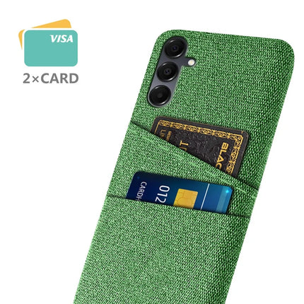 For Samsung Galaxy A16 4G / 5G Case Cloth + Hard PC Phone Cover with Dual Card Slots -  Green
