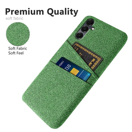 For Samsung Galaxy A16 4G / 5G Case Cloth + Hard PC Phone Cover with Dual Card Slots -  Green