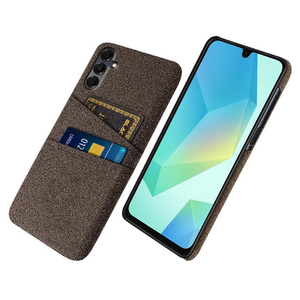 For Samsung Galaxy A16 4G / 5G Case Cloth + Hard PC Phone Cover with Dual Card Slots -  Brown