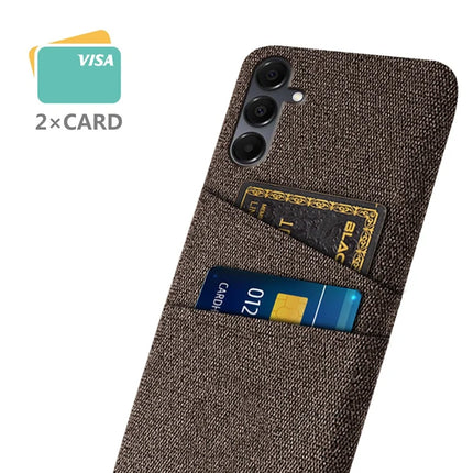 For Samsung Galaxy A16 4G / 5G Case Cloth + Hard PC Phone Cover with Dual Card Slots -  Brown