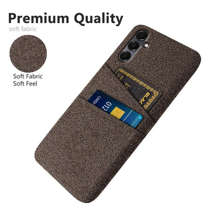 For Samsung Galaxy A16 4G / 5G Case Cloth + Hard PC Phone Cover with Dual Card Slots -  Brown