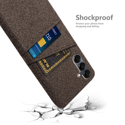 For Samsung Galaxy A16 4G / 5G Case Cloth + Hard PC Phone Cover with Dual Card Slots -  Brown