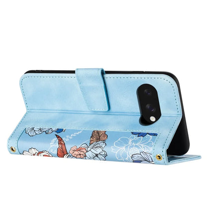 For Google Pixel 9a Case PU Leather Floral Phone Cover with Card Slots