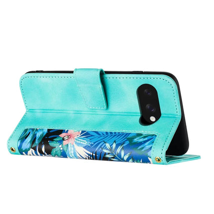 For Google Pixel 9a Case PU Leather Floral Phone Cover with Card Slots